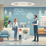 DALL·E-2025-03-02-15.09.26-A-modern-speech-therapy-clinic-in-Karaj-Iran-featuring-a-welcoming-recept.webp