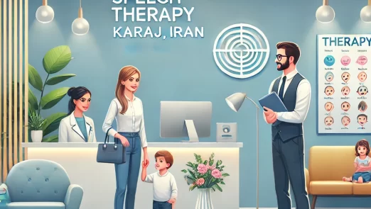 DALL·E-2025-03-02-15.09.26-A-modern-speech-therapy-clinic-in-Karaj-Iran-featuring-a-welcoming-recept.webp