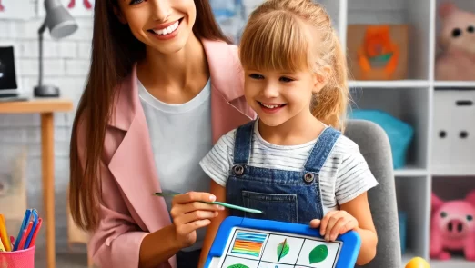 DALL·E-2025-03-18-14.59.20-A-female-speech-therapist-in-a-modern-therapy-clinic-working-with-a-young.webp